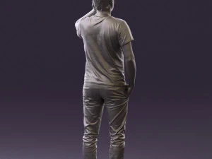 man in white shirt with pics 0542 3D Model
