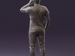 man in white shirt with pics 0542 3D Model