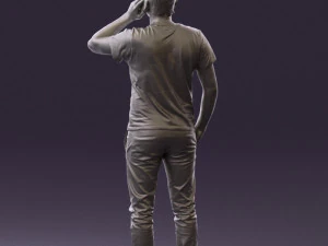 man in white shirt with pics 0542 3D Model