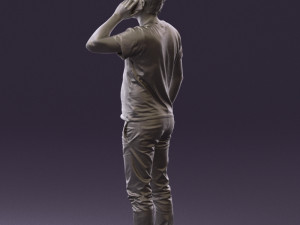 man in white shirt with pics 0542 3D Model