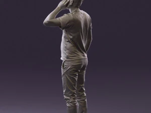 man in white shirt with pics 0542 3D Model