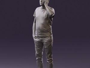 man in white shirt with pics 0542 3D Model