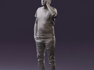 man in white shirt with pics 0542 3D Model