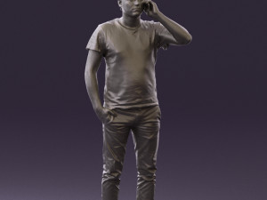 man in white shirt with pics 0542 3D Model