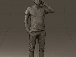 man in white shirt with pics 0542 3D Model