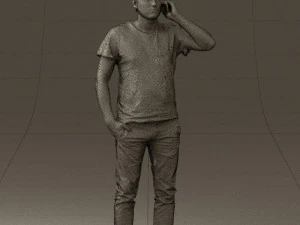 man in white shirt with pics 0542 3D Model