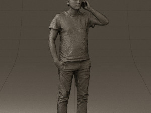 man in white shirt with pics 0542 3D Model