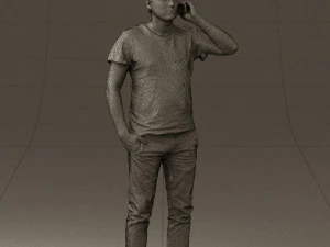 man in white shirt with pics 0542 3D Model