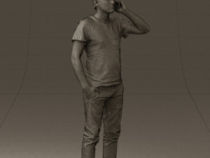 man in white shirt with pics 0542 3D Model