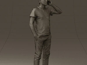 man in white shirt with pics 0542 3D Model