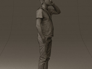 man in white shirt with pics 0542 3D Model