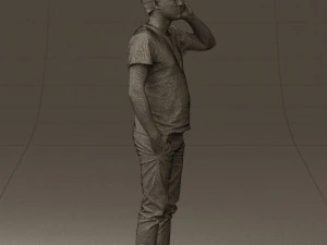 man in white shirt with pics 0542 3D Model