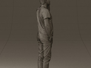 man in white shirt with pics 0542 3D Model