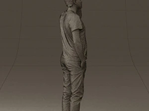 man in white shirt with pics 0542 3D Model