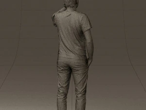 man in white shirt with pics 0542 3D Model