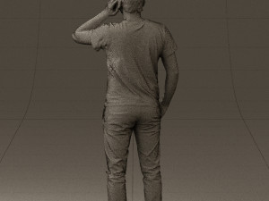 man in white shirt with pics 0542 3D Model