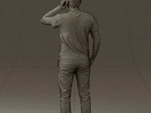 man in white shirt with pics 0542 3D Model