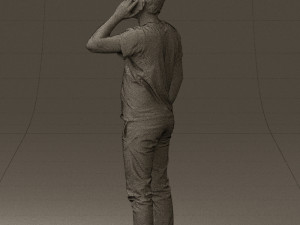man in white shirt with pics 0542 3D Model