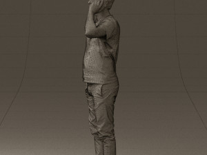 man in white shirt with pics 0542 3D Model