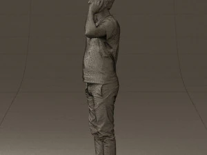 man in white shirt with pics 0542 3D Model