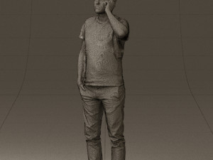 man in white shirt with pics 0542 3D Model