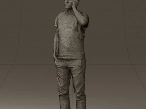 man in white shirt with pics 0542 3D Model