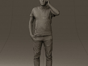man in white shirt with pics 0542 3D Model