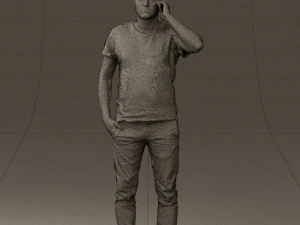 man in white shirt with pics 0542 3D Model