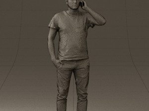 man in white shirt with pics 0542 3D Model