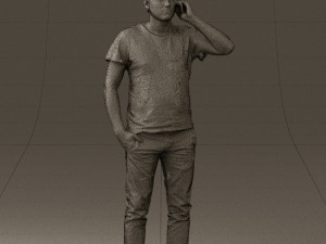 man in white shirt with pics 0542 3D Model