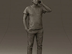man in white shirt with pics 0542 3D Model