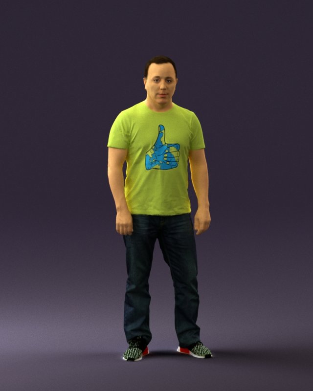 man in golden shirt 0554 Model 3D .c4d .max .obj .3ds .fbx .stl .blend 