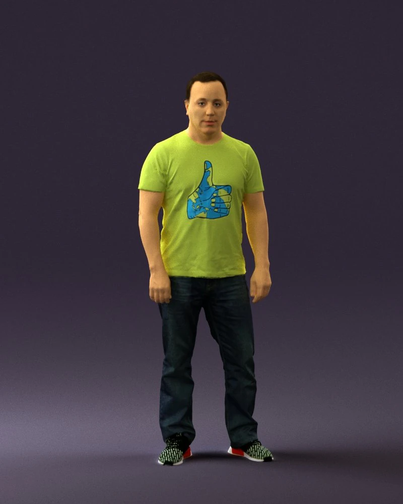 man in golden shirt 0554 3D Model .c4d .max .obj .3ds .fbx .stl .blend 