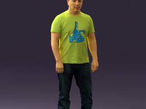 man in golden shirt 0554 Model 3D