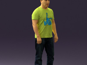 man in golden shirt 0554 Model 3D