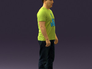 man in golden shirt 0554 Model 3D