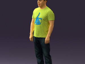 man in golden shirt 0554 Model 3D
