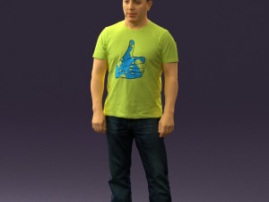 man in golden shirt 0554 Model 3D