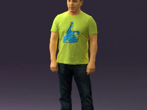 man in golden shirt 0554 3D Model