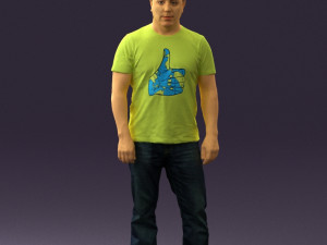 man in golden shirt 0554 Model 3D