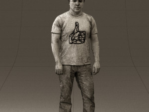 man in golden shirt 0554 Model 3D