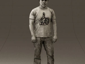 man in golden shirt 0554 3D Model