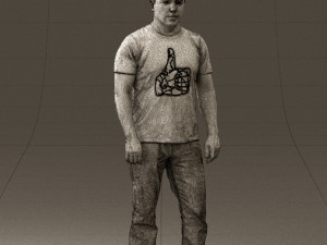 man in golden shirt 0554 Model 3D