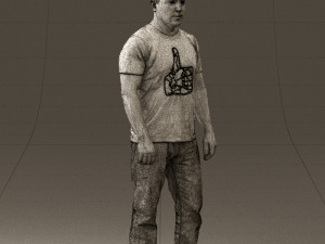 man in golden shirt 0554 Model 3D