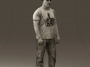 man in golden shirt 0554 3D Model