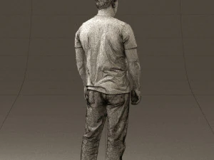 man in golden shirt 0554 3D Model
