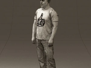 man in golden shirt 0554 3D Model