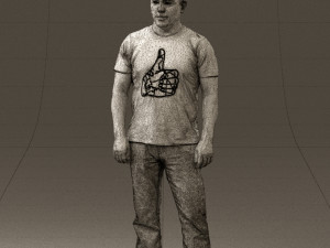 man in golden shirt 0554 Model 3D