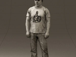 man in golden shirt 0554 3D Model