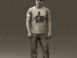 man in golden shirt 0554 Model 3D